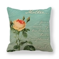 Linen pillowcase with vintage yellow roses and mother appreciation typography - 45x45cm / Orange Yellow Rose Style (3)