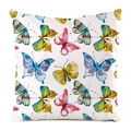 Federa in finta seta con stampa di farfalle ad acquerello colorate su fondo bianco - 45x45 cm / Stile Farfalla Acquerello 1(1)