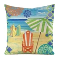 Artistic beach lounge chair and parasol print on square faux silk pillowcase cover - Summer Vacation Elements (2)