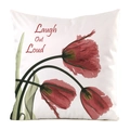 Housse de coussin en soie synthétique avec tulipes rouges et motif Laugh Out Loud - Style Rire Tulipe Rouge / 45x45cm