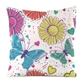Federa per cuscino in finta seta quadrata con stampe di girasoli e farfalle colorate - 45x45 cm / Stile Girasole Farfalla 2 (2)