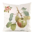 Funda de cojín de seda sintética con diseño de manzana en acuarela y botánico - Patrón de Manzana Verde (1)