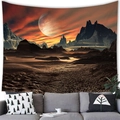Sci-fi fantasy planet landscape tapestry over a grey sofa for home wall decor - 12 / 100x70(Peach Skin)