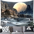 Detailed texture of sci-fi alien landscape tapestry hung above a modern sofa - 10 / 100x70(Peach Skin)