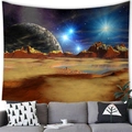 Detail of space-themed sci-fi tapestry featuring planets and cosmic landscape over a sofa - 7 / 100x70(Peach Skin)