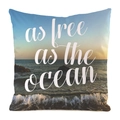 Close-up of beach sunset pillowcase featuring 'as free as the ocean' inspirational quote - As free as the ocean (6) / 18x18 Inch