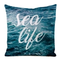 Detailed view of the woven fabric texture on a square cushion with Sea Life art - Sea life (8) / 18x18 Inch
