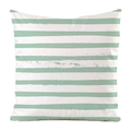 Square cushion cover with green and white horizontal stripes in faux silk fabric - Light Green Vintage Speckled Horizontal Stripes (10)