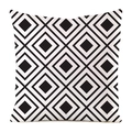 Modern black and white geometric diamond pattern square silk pillowcase for home decor - Black White Geometric Diamond Pattern (7)