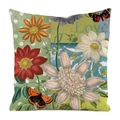 Floral butterfly cushion cover with retro art flowers and Love text in vintage style - Blossoming Flowers and Butterfly Art (2)