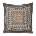 Exotic silk cushion cover with traditional intricate patterns in brown, navy and cream - 45x45cm / Style 2-Brown Red Navy Floral