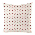 Close-up of square cushion cover with red polka dots on a cream white background - Off-White Red Polka Dot (13)