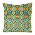 Detailed view of colorful striped faux silk cushion cover with blue and orange geometric patterns - Colorful Geometric Texture (10)