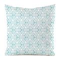 Detail of teal geometric pattern with triangles and lines on white cushion cover fabric - Teal Geometric Lines (6)
