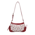 Chic white square shoulder bag with red cherry prints and decorative side bows - Red