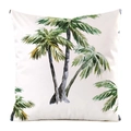 Silk texture square cushion cover with hand-painted green palm tree art on white - 18x18 Inch / Hand-painted Green Palm Tree (Style 7)