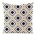 Modern geometric rhombus cushion cover with black, white and gold lines pattern - Black White Gold Nested Diamond Pattern (8)