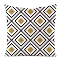 Square faux silk cushion cover with yellow geometric diamond pattern on white - Black Frame Yellow Square Pattern (9)