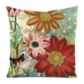 Square floral pillow cover with vintage orange flowers and Dream text on white background - Orange Red Vintage Floral (4)