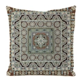 Ethnic geometric pattern pillowcase in vintage brown and teal faux silk fabric - 45x45cm / Style 3-Persian Carpet Style