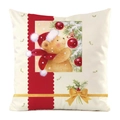 Detailed close-up of a Christmas pillowcase featuring a cute teddy bear and holiday tree - Teddy Bear Decorating Tree Style (27)