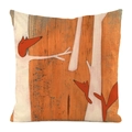 Detail of fox print silk-like decorative cushion cover with forest animal pattern - Forest Playing Foxes (18)