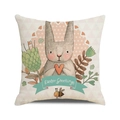 Osterhasen-Kissenbezug aus Leinen mit Cartoon-Hase und Ostergrüßen-Aufdruck - 45x45cm / Easter Greetings Herz Hase Stil (3)