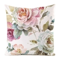 Fodera per cuscino in seta con elegante motivo floreale acquerello e rose rosa tenue - Rose Rosa ad Acquerello (2) / 45x45cm (Senza Interno)