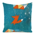 Detailed view of fox print and geometric kite on high-quality satin sofa cushion cover - Geometric Kite Fox (12)
