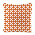 Square faux silk pillowcase featuring bright orange and white geometric grid patterns - Orange White Lattice (1)