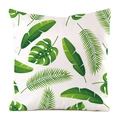 Detail of square satin pillowcase with green tropical leaf patterns and smooth texture - 18x18 Inch / Vibrant Tropical Foliage Style (15)