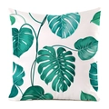 Close-up of green monstera leaf pattern on white silk cushion cover texture - 18x18 Inch / Modern Minimalist Green Style (7)