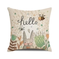 Oster-Kissenbezug aus Leinen mit süßem Hasen, der ein Herz im Garten hält - 45x45cm / Hello Herz Hase Stil (4)