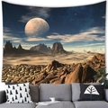 Futuristic space landscape tapestry with alien planets and desert for wall decor - 150x100(Peach Skin) / Future Sci-Fi Alien Landscape (1)