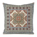 Square faux silk cushion cover with ethnic mandala pattern in teal and dark red - 45x45cm / Style 5-Dark Red Beige Mandala