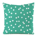 Square turquoise cushion cover with white polka dots made of silk-like material - Cyan Polka Dot (3)