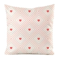 Detail von Herzmuster auf Kissenbezug aus Kunstseide für Heim-Sofa-Dekorationen - Rosa Graues Gitter Rotes Herz Stil (Pattern 2)