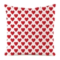 Detailed view of square pillowcase featuring a 3D red heart pattern on white faux silk fabric - White Geometric Faceted Red Heart Style (Pattern 7)