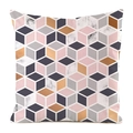 Dettaglio copricuscino con motivo a cubi 3D moderni in rosa e texture effetto marmo - Cubo Marmo Rosa Grigio Arancio Oro (13)