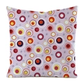 Detailed texture of imitation silk cushion cover with colorful retro pop dot patterns - Purple Background Colorful Concentric Circles Style (Pattern 12)