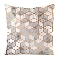 Dettaglio del motivo geometrico in oro rosa e della trama marmorea sulla fodera - Geometrico Marmo Plaid Oro Rosa (8)