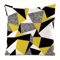 Dettaglio del motivo geometrico moderno giallo e nero su federa in finta seta - Geometrico a Contrasto Giallo Nero Bianco (6)