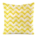 Detail of yellow zigzag faux silk pillowcase showing textured artistic wave pattern - Bright Yellow White Zigzag (5)