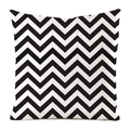 Close-up of square cushion cover with black and white wavy geometric patterns - Black White Herringbone (9)