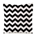 Detail shot of square throw pillow cover featuring bold black and white chevron patterns - Black White Zigzag (11)