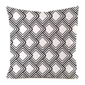 Detailansicht eines quadratischen Kissenbezugs mit schwarz-weißem geometrischem Muster - Verschachtelte Quadrate Geometrisch (8)