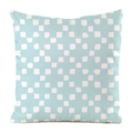 Faux silk square pillow cover with modern light blue and white block pattern design - Light Blue Abstract Squares (7)