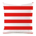 Detailopname van rood-wit gestreepte kussenhoes met glanzende zijden structuur - Dieprood En Wit Gestreept (2) / 45x45cm