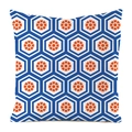 Deko-Kissenhülle aus Seidenimitat mit rotem Blumenmuster und blauem Wabenmotiv - Blaues Wabenmuster Rotes Blumenmuster (Pattern 1)