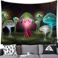 Tapiz medieval de bosque de fantasía luminoso sobre un sofá gris para decoración - Hongo Medusa Brillante De Fantasía (Estilo 1) / 150x150
